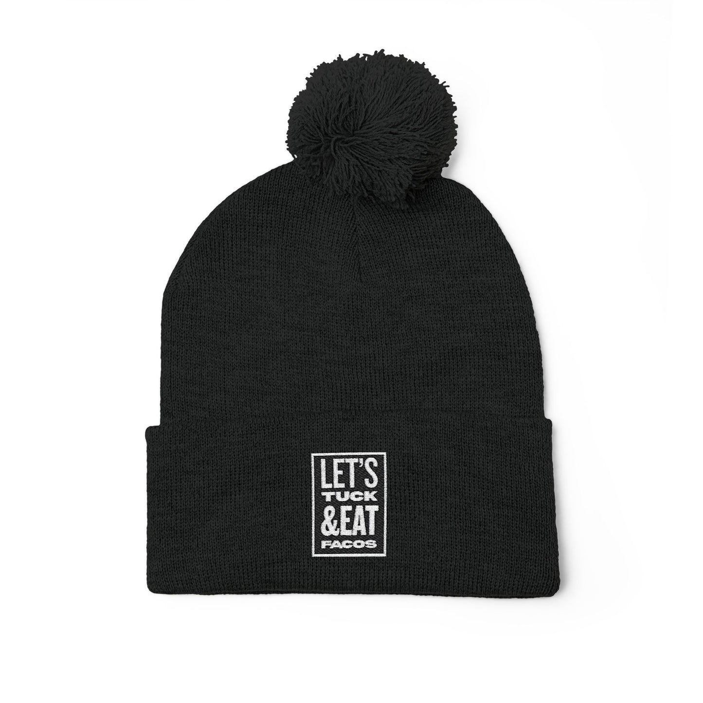 Cozy Pom-Pom Knit Cap with Embroidery