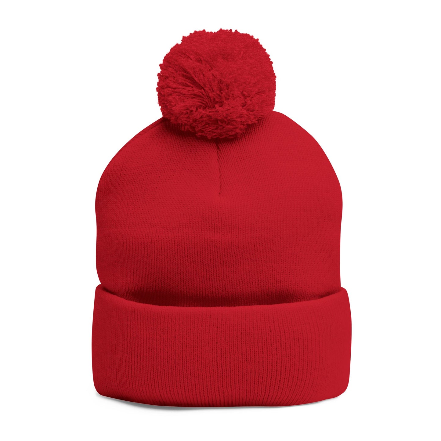 Cozy Pom-Pom Knit Cap with Embroidery