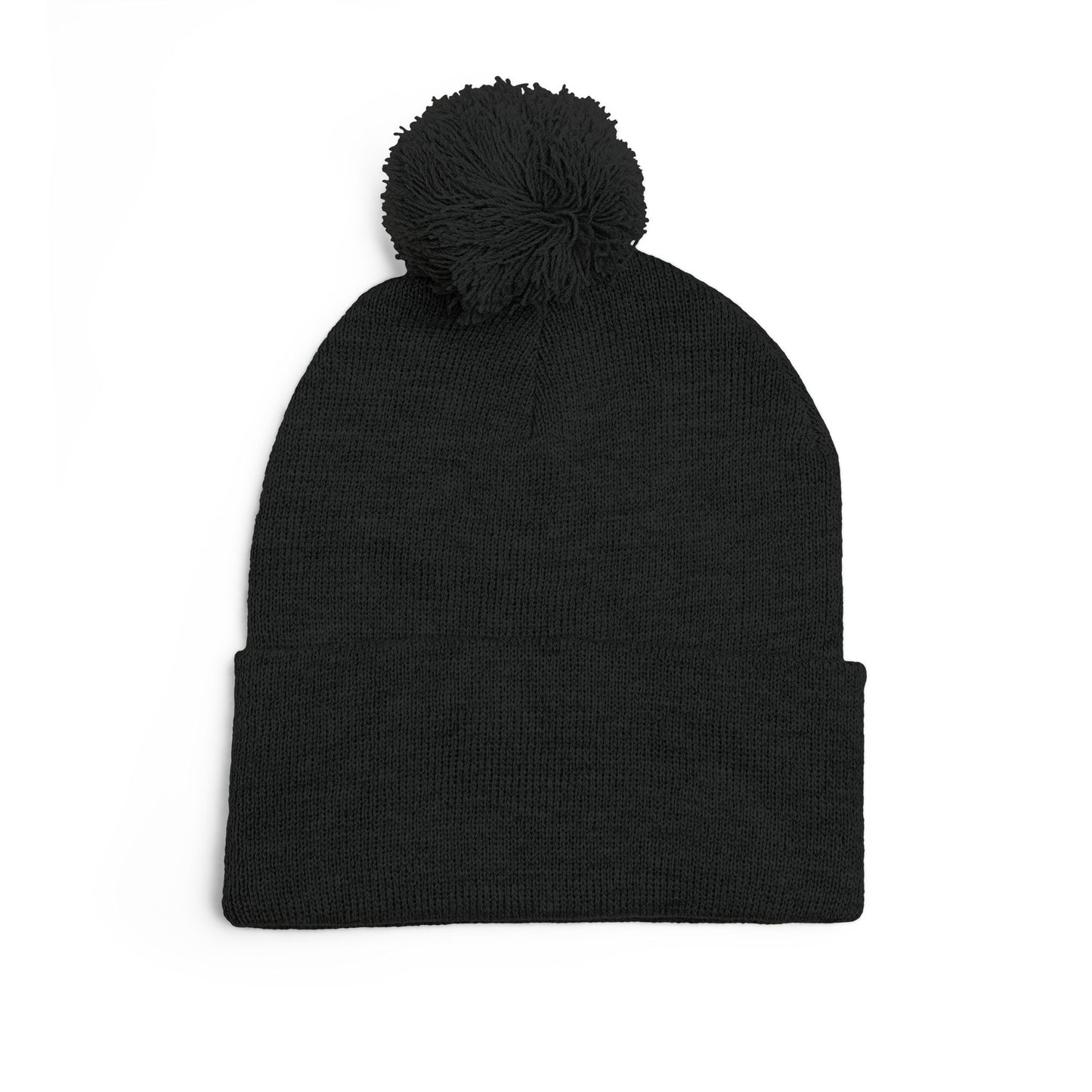 Cozy Pom-Pom Knit Cap with Embroidery