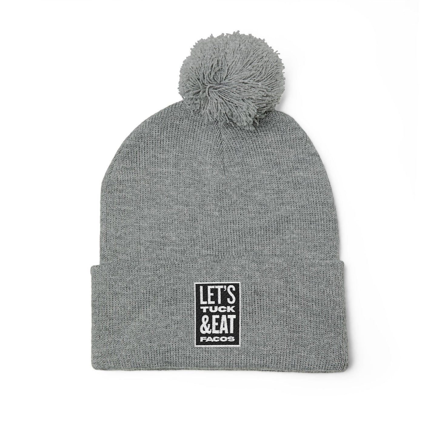 Cozy Pom-Pom Knit Cap with Embroidery