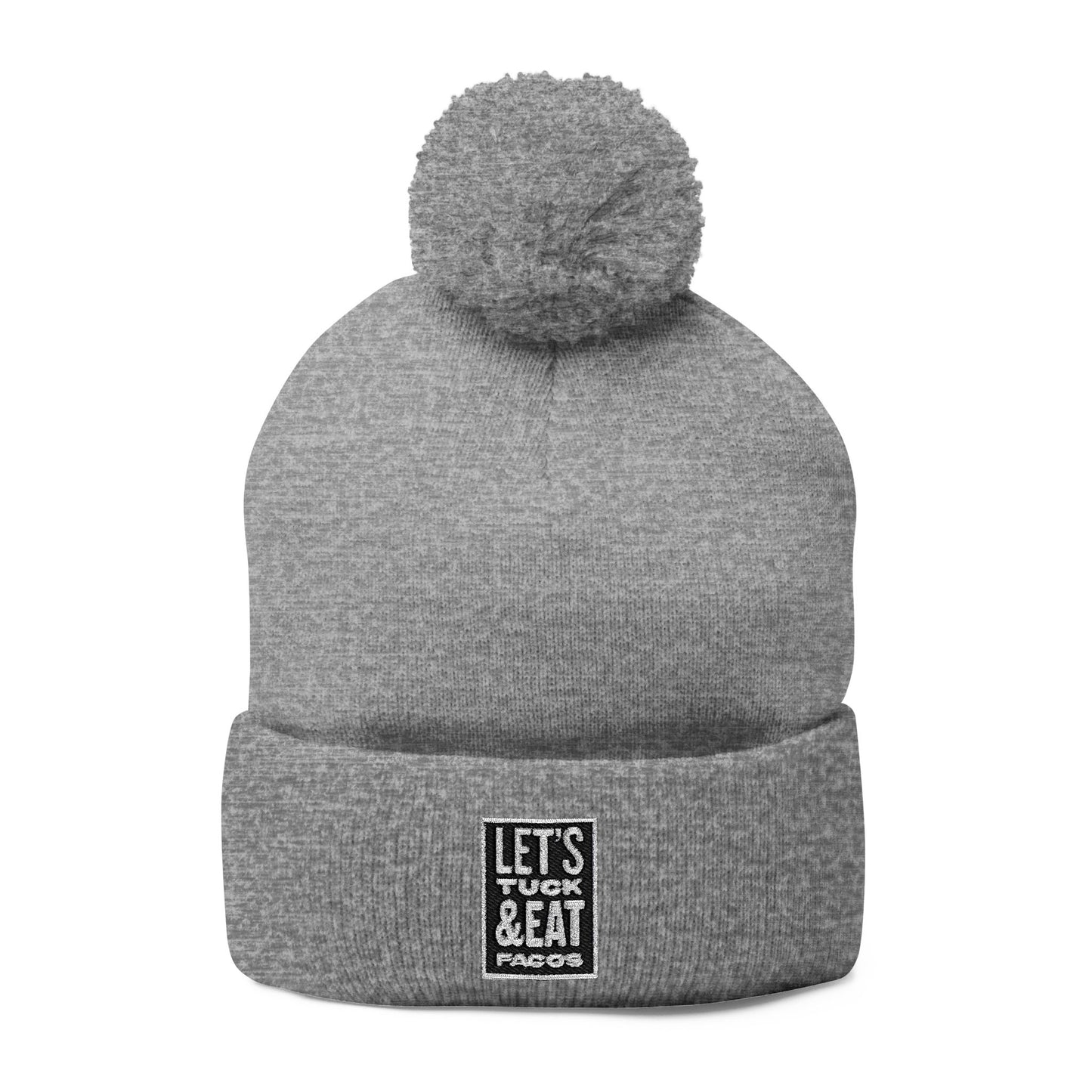 Cozy Pom-Pom Knit Cap with Embroidery