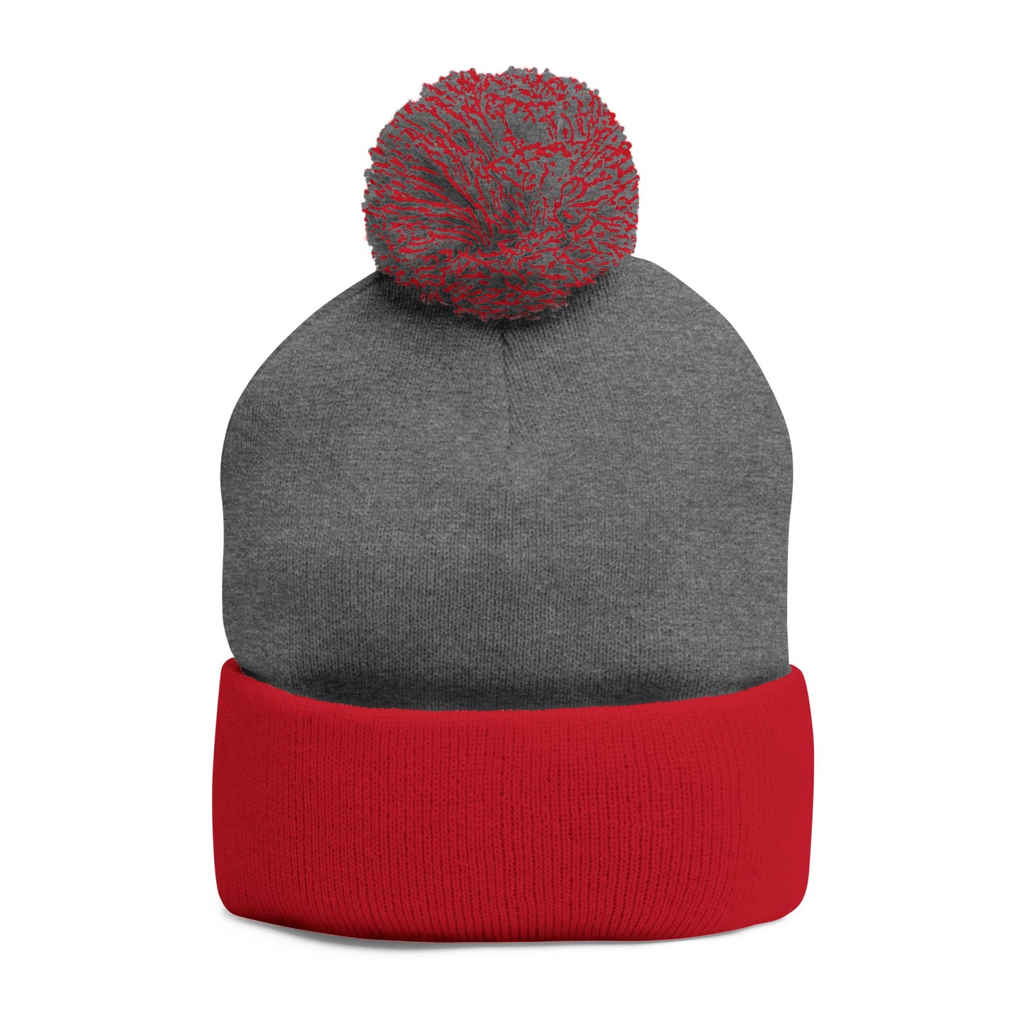 Cozy Pom-Pom Knit Cap with Embroidery