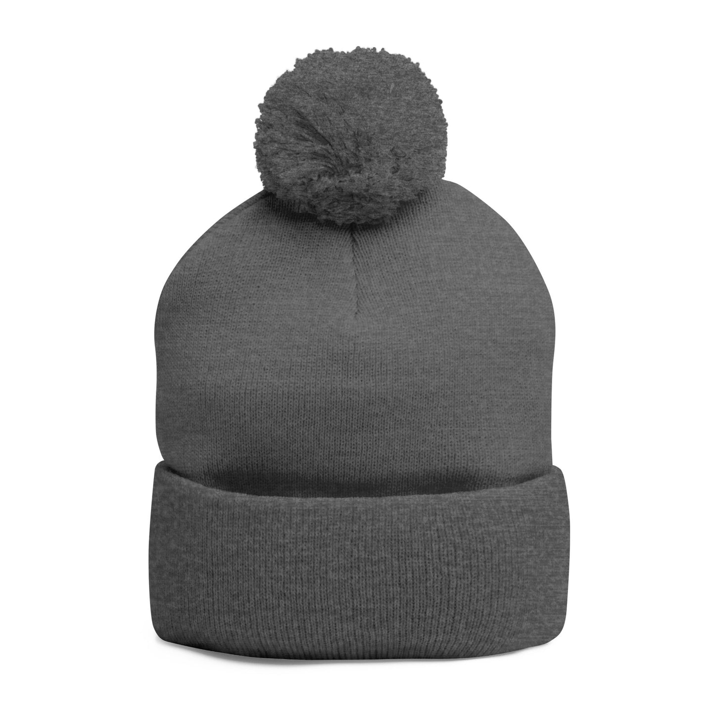 Cozy Pom-Pom Knit Cap with Embroidery