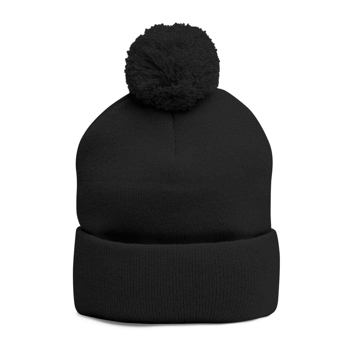 Cozy Pom-Pom Knit Cap with Embroidery