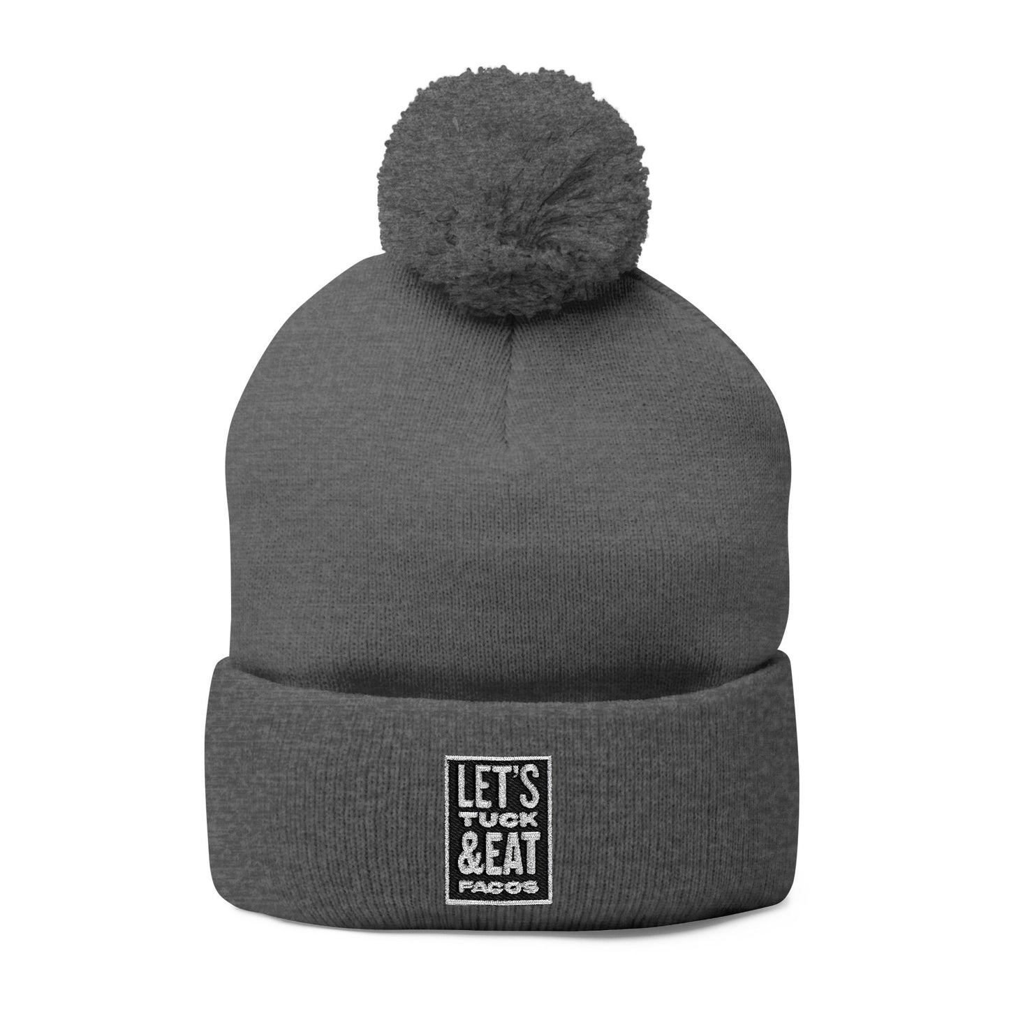 Cozy Pom-Pom Knit Cap with Embroidery